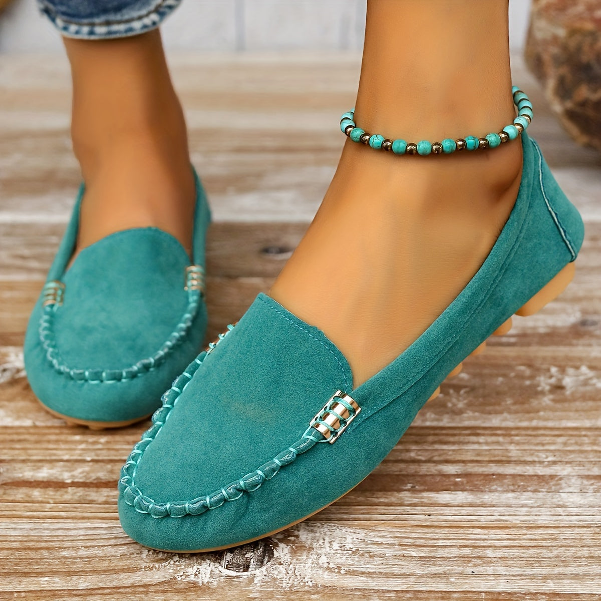 Women's metal loafers - flat, casual slip-on shoes that are lightweight and comfortable.