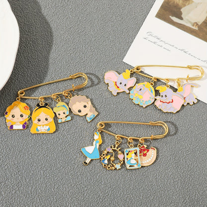 Set of 3 Adorable Cartoon Princess and Dumbo Enamel Brooch Pins, Made from Zinc Alloy Metal, Perfect for Adding a Splash of Fun to Clothes and Backpacks, Great for Daily Wear or Special Occasions Year-Round