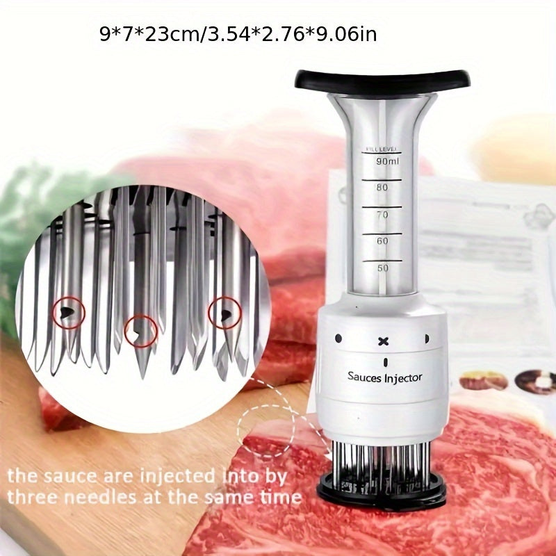 Get the 1pc Ultimate Meat Injector Kit to achieve flawlessly tender steaks and discover the secret weapon of professional chefs. This premium meat injector is perfect for tenderizing and flavoring steaks, making it a must-have kitchen accessory for BBQ