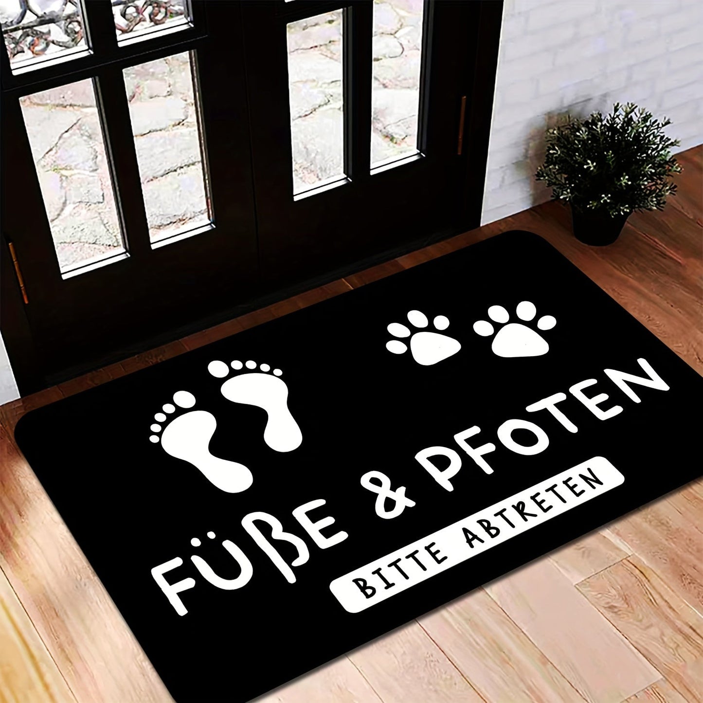 Versatile Indoor/Outdoor Welcome Mat Featuring Cute Paw Prints - Machine Washable, Fade-Resistant Rug for Living Room, Bedroom, Bathroom, Kitchen, Office - Comfortable Non-Slip Design