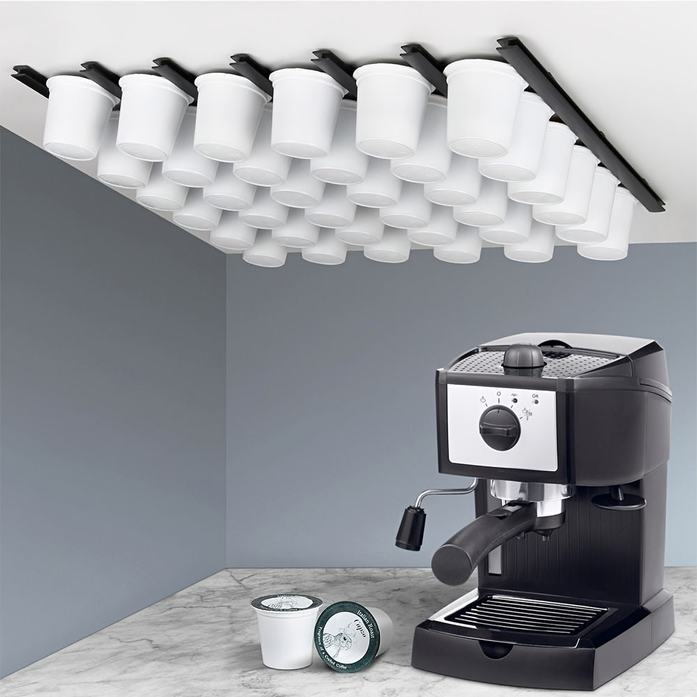 Coffee bar accessories including a 1pc Coffee Capsule Holder compatible with K-Cup, Nespresso Original, Dolce Gusto, Vertuoline, Lavazza Coffee Pods. Shelf Capsule Storage Racks also included.