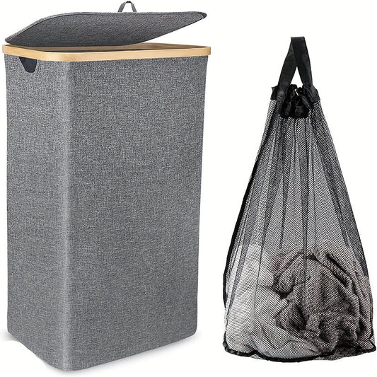 Large 110L Laundry Basket with Lid, Handle, and Inner Bag - Foldable Storage Basket for Dirty Clothes, Toys, and Towels