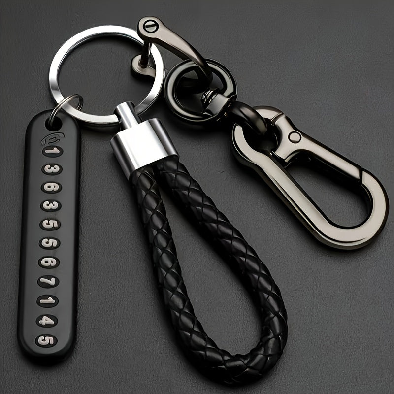 Durably made alloy keychain with phone number tag for easy retrieval.