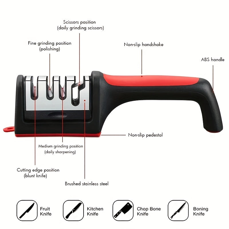 New Household Knife Sharpener Kitchen Accessories: Hangable Four-section Knife Sharpener for Multi-functional Hand-held Quick Knife Sharpener in the Kitchen