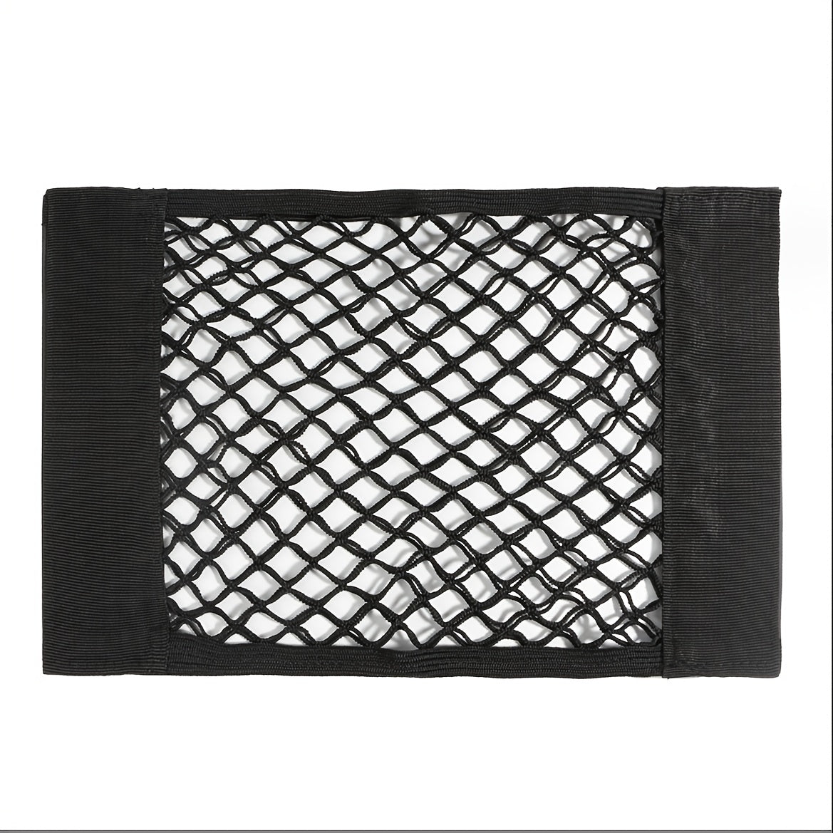 Universal car storage net for trunk organization with nylon material, can be used on rear seat or trunk wall.