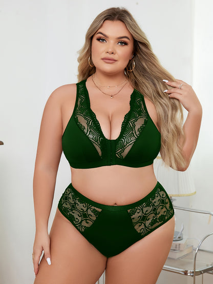 Sexy lace patchwork underwear set for plus-size women