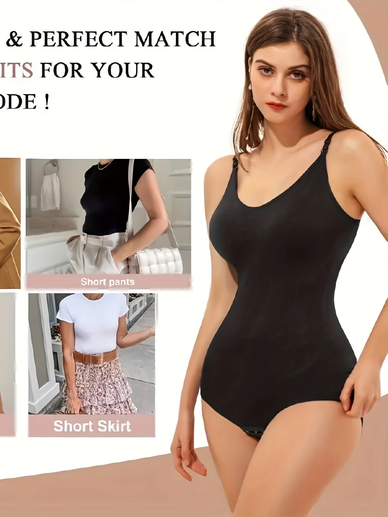 One piece black bodysuit for women with tummy control and butt lifting features. Made of breathable nylon/elastane blend. Hand washable. Achieve your ideal figure with everyday body shaping