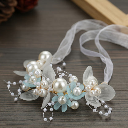 Romantic Floral Bridal Headband with Faux Pearls and Beads - Perfect for Weddings, Princess Birthdays, and Parties