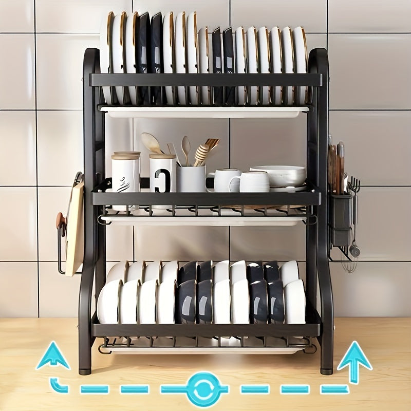 2-tier kitchen dish rack with drainboard for dishes and cutting boards, ideal for restaurant and commercial kitchens.