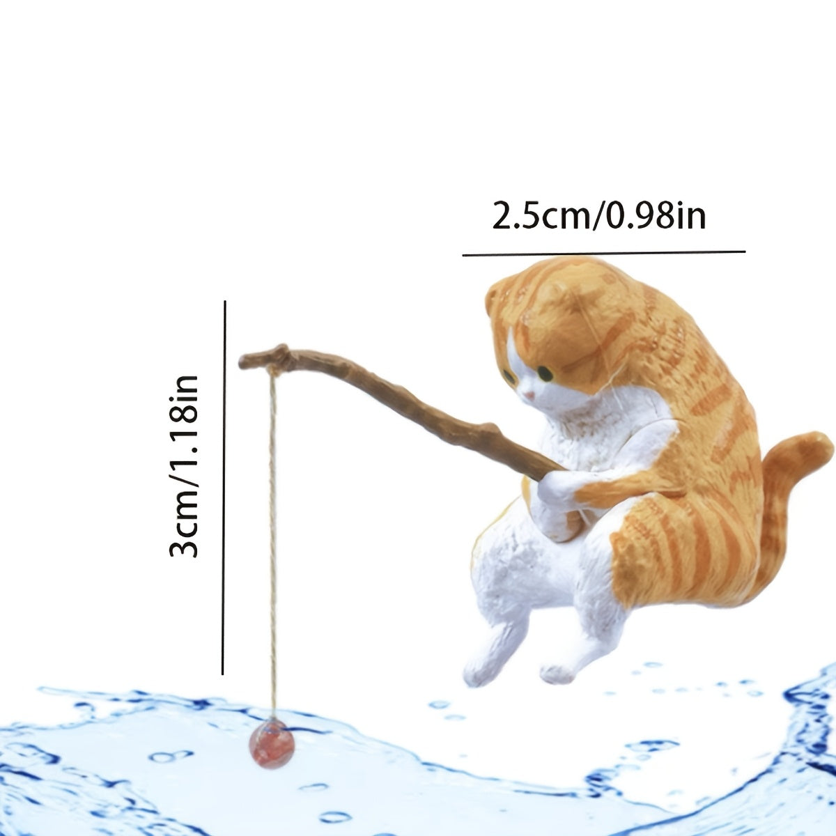 1 Set of Miniature Fishing Cat Figurines for Aquariums, made from PP Material, ideal for DIY Aquatic Landscapes