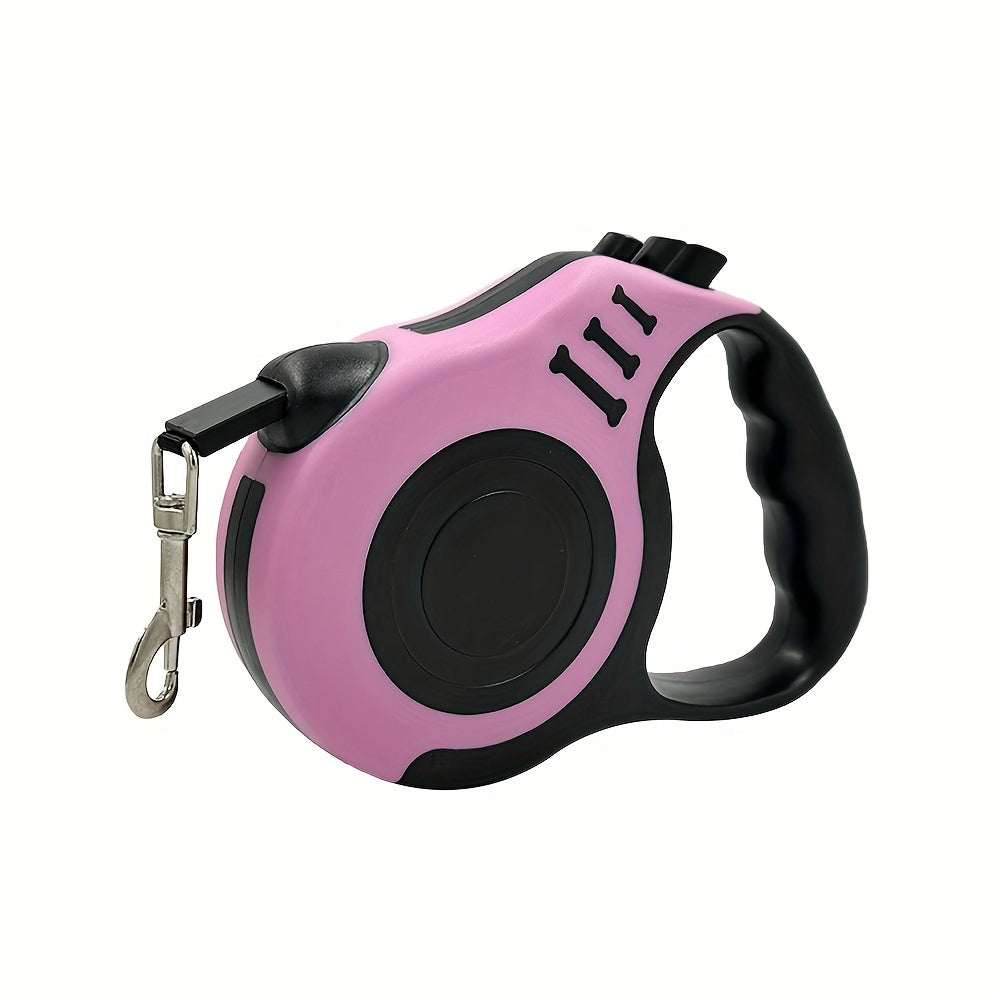 10-Foot Dual-Button Retractable Dog Leash with Polyamide Material, One-Click Brake and Lock, Comfort Grip - Battery-Free