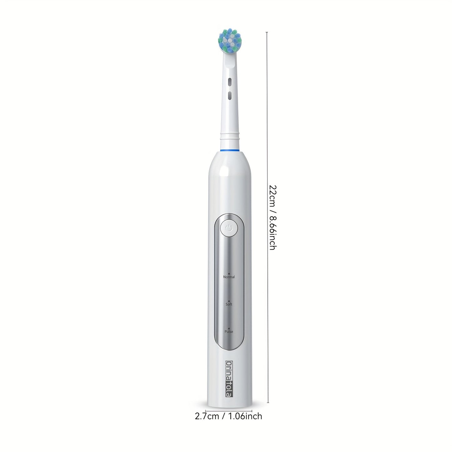 Orinatola Electric Toothbrush with 3 rotating cleaning modes, 1 travel case, 2 replacement brush heads, induction charging, and high rating - ideal for gifting.