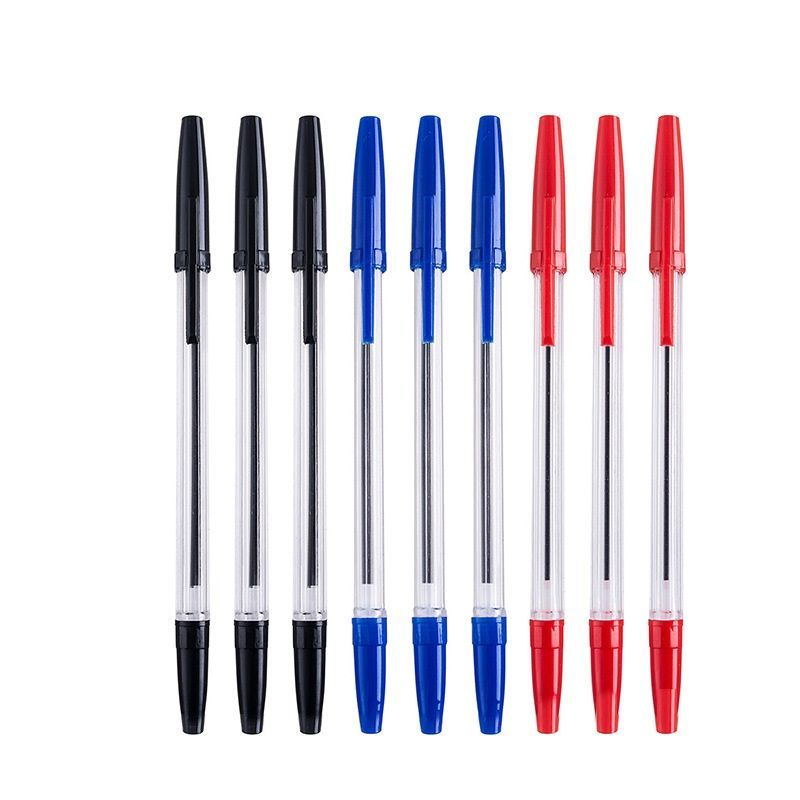 10 Round Ballpoint Pens, 0.7mm Tip, 3 Colors