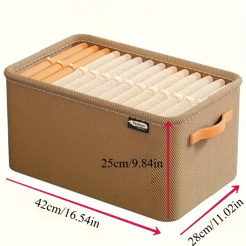 Square-shaped canvas storage box perfect for organizing clothes, underwear, and sweaters. Features handles for easy portability and space-saving solution for your closet. Not waterproof but versatile and essential for home organization, can be used for