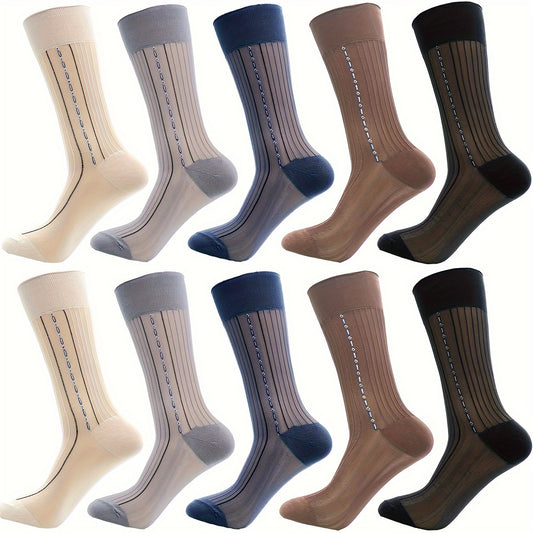 5 Men's Ultra-Thin Sheer Dress Socks - Breathable and Comfortable for Casual & Business Wear