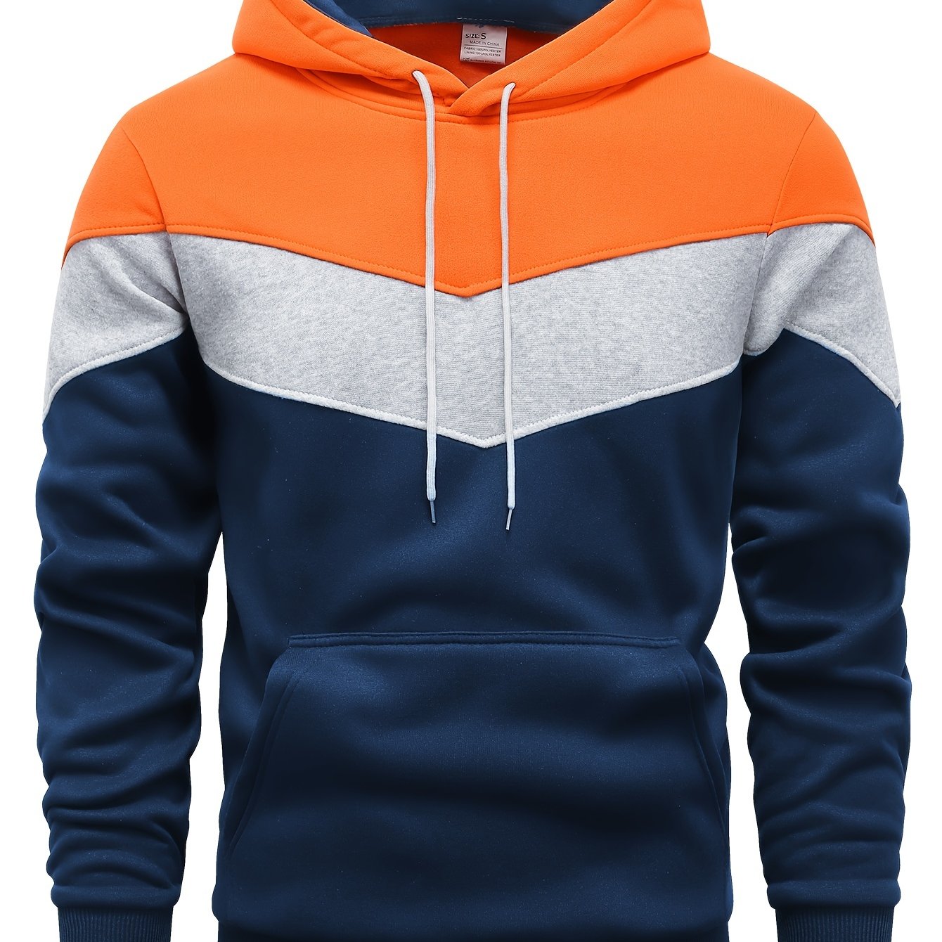 Men's Color Block Hoodie with Kangaroo Pocket - Perfect Streetwear Gift for Winter and Fall