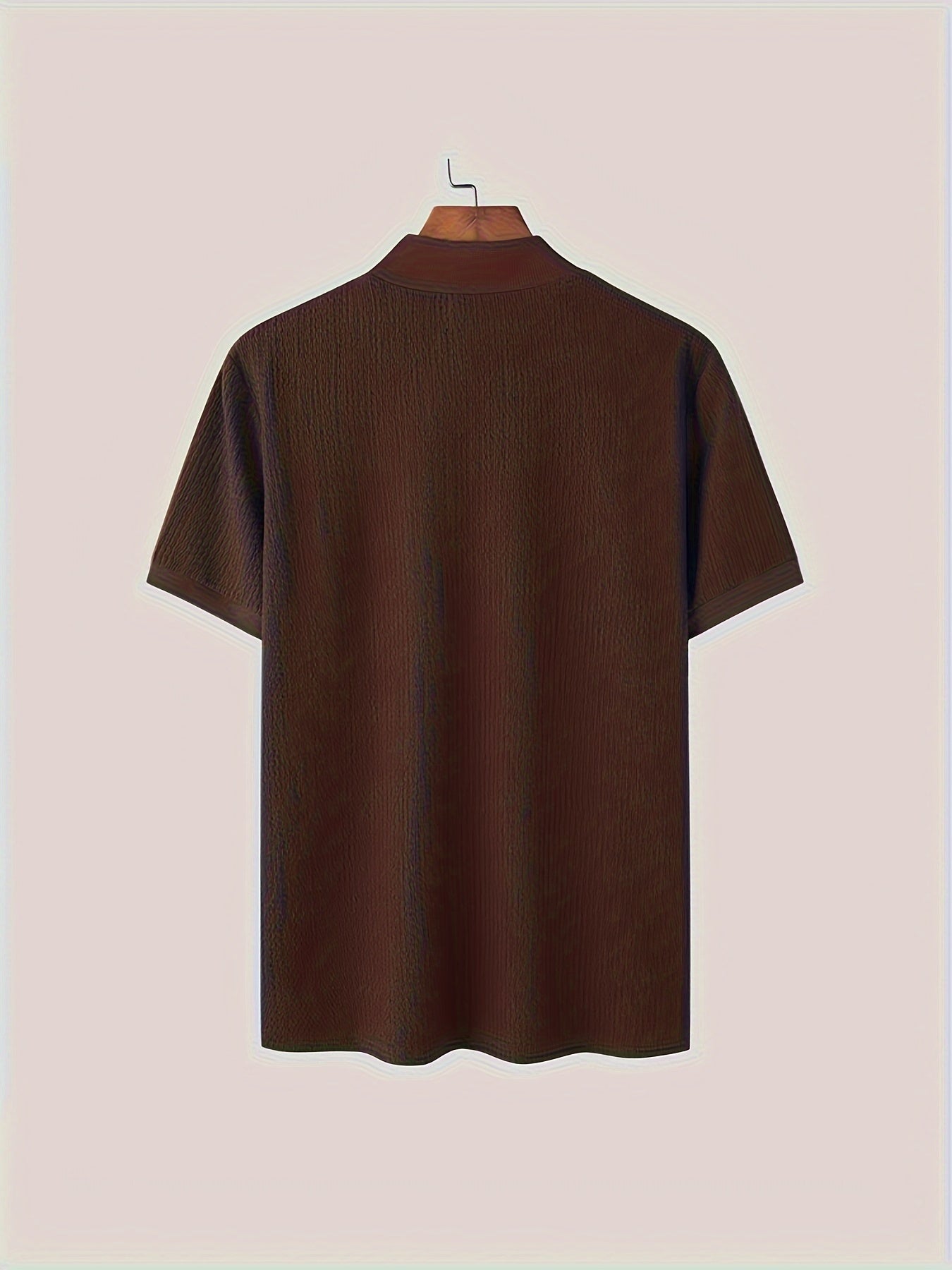 Men's striped turtle neck t-shirt in solid color for casual wear.