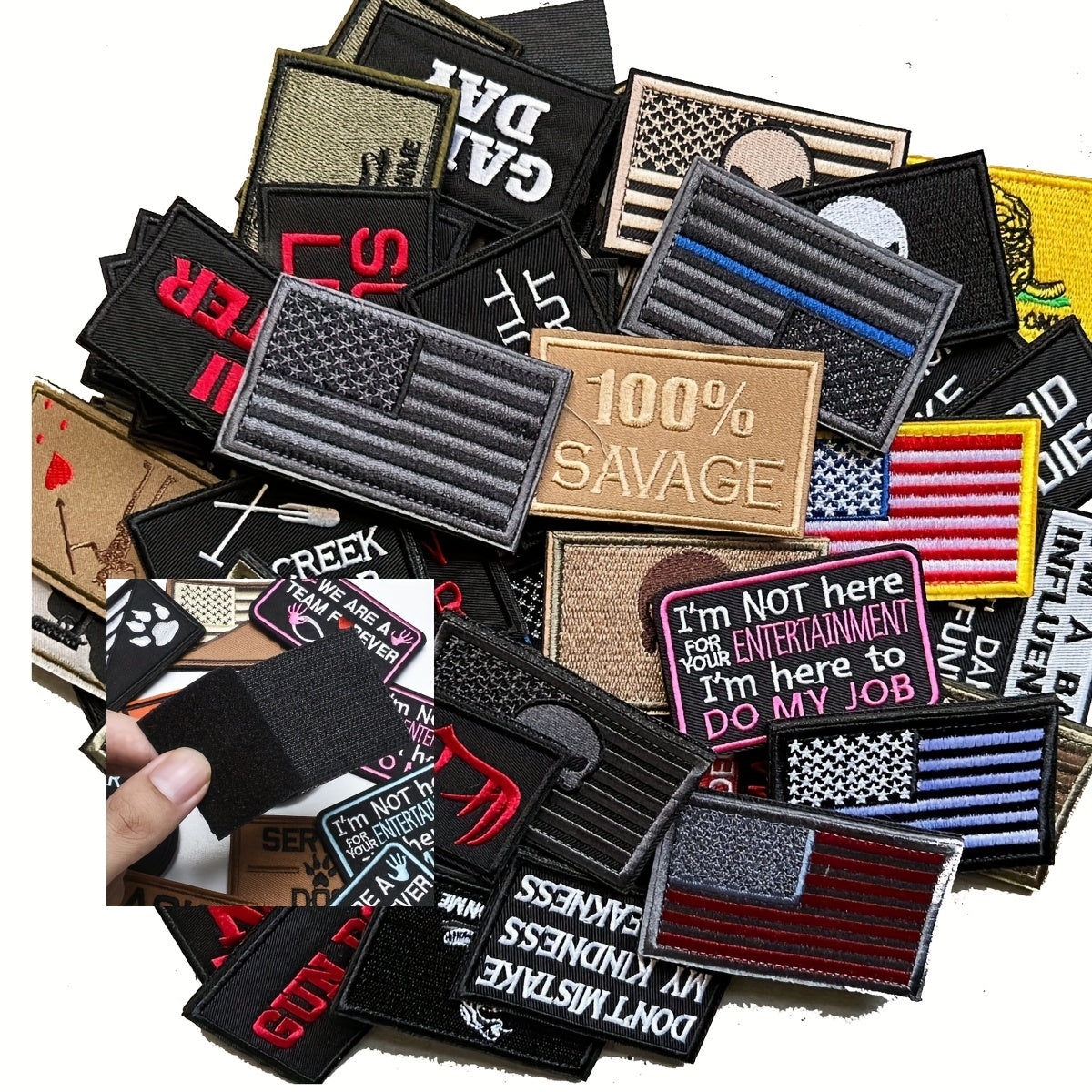 Set of 20 Tactical Morale Patches - Embroidered Patches with Hook & Loop Backing for Hats, Bags, Backpacks, Vests & More