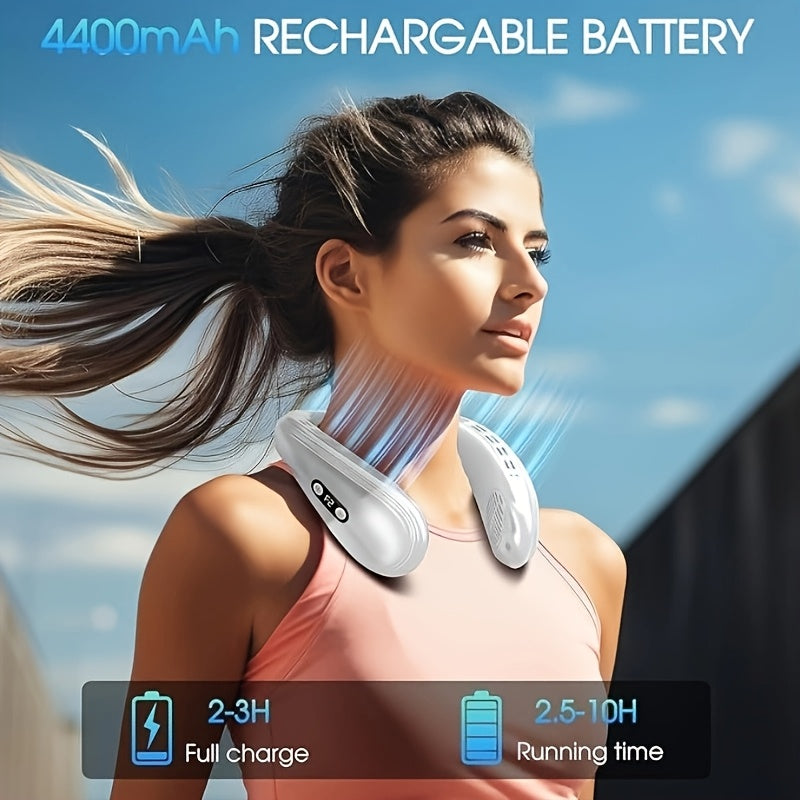 Stay cool and comfortable wherever you go with the Portable Wearable Neck Fan! This innovative device features a 360° surrounding cooling plate to provide instant relief from the heat. With its quiet operation and USB rechargeable design, it's perfect