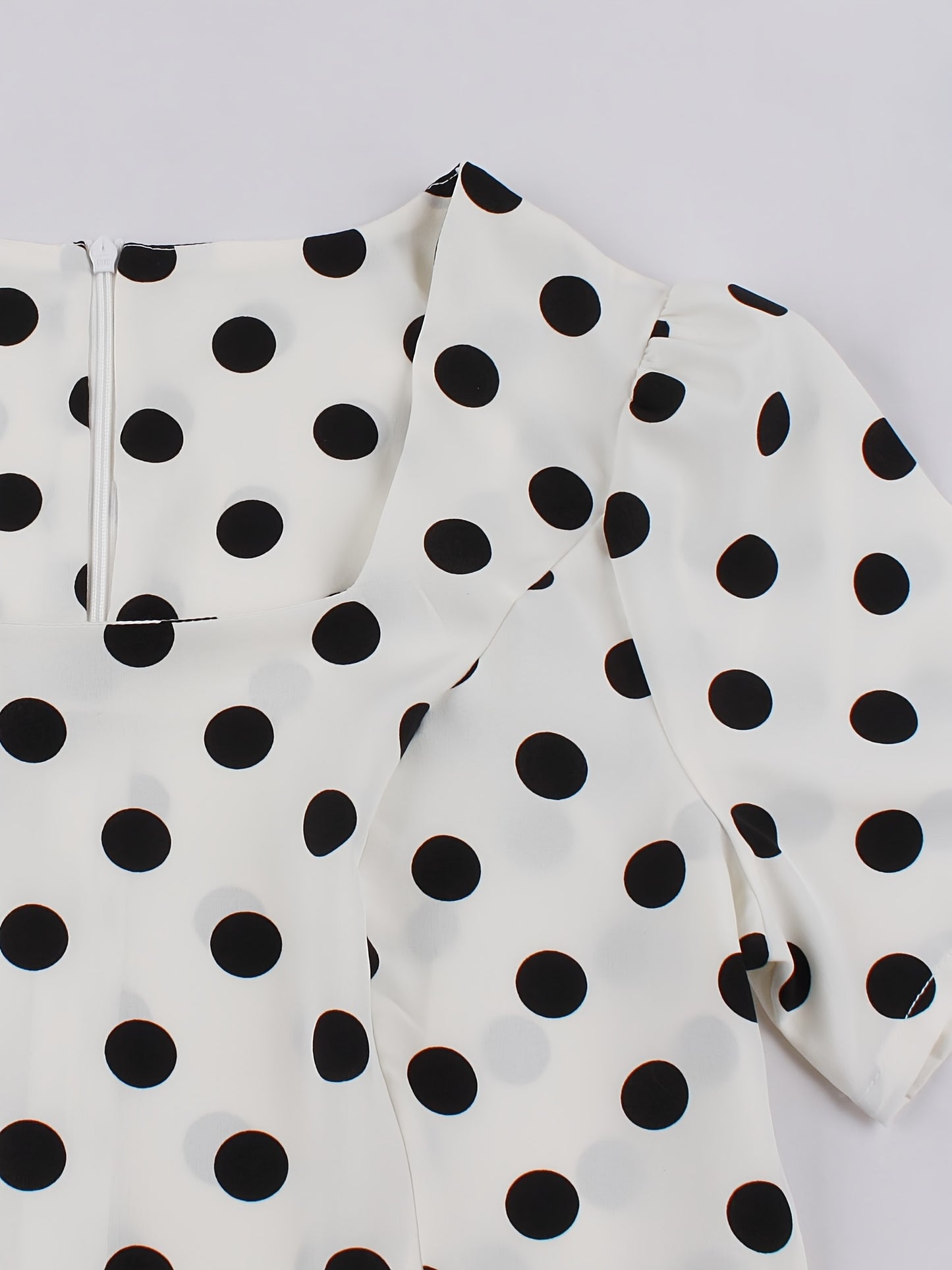 Polka Dot A Line Vintage Dress, Short Sleeve Party Dress for Women