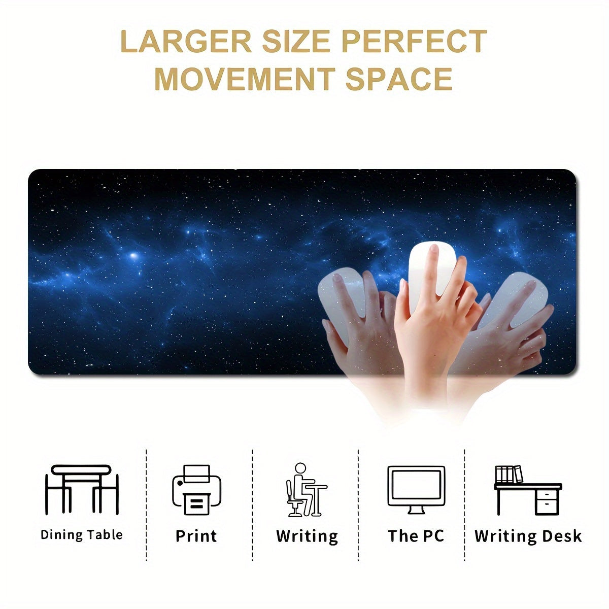 1 large mouse pad with starry night sky design, durable non-slip polyester material for gaming, office, and studying, perfect for gamers and professionals.