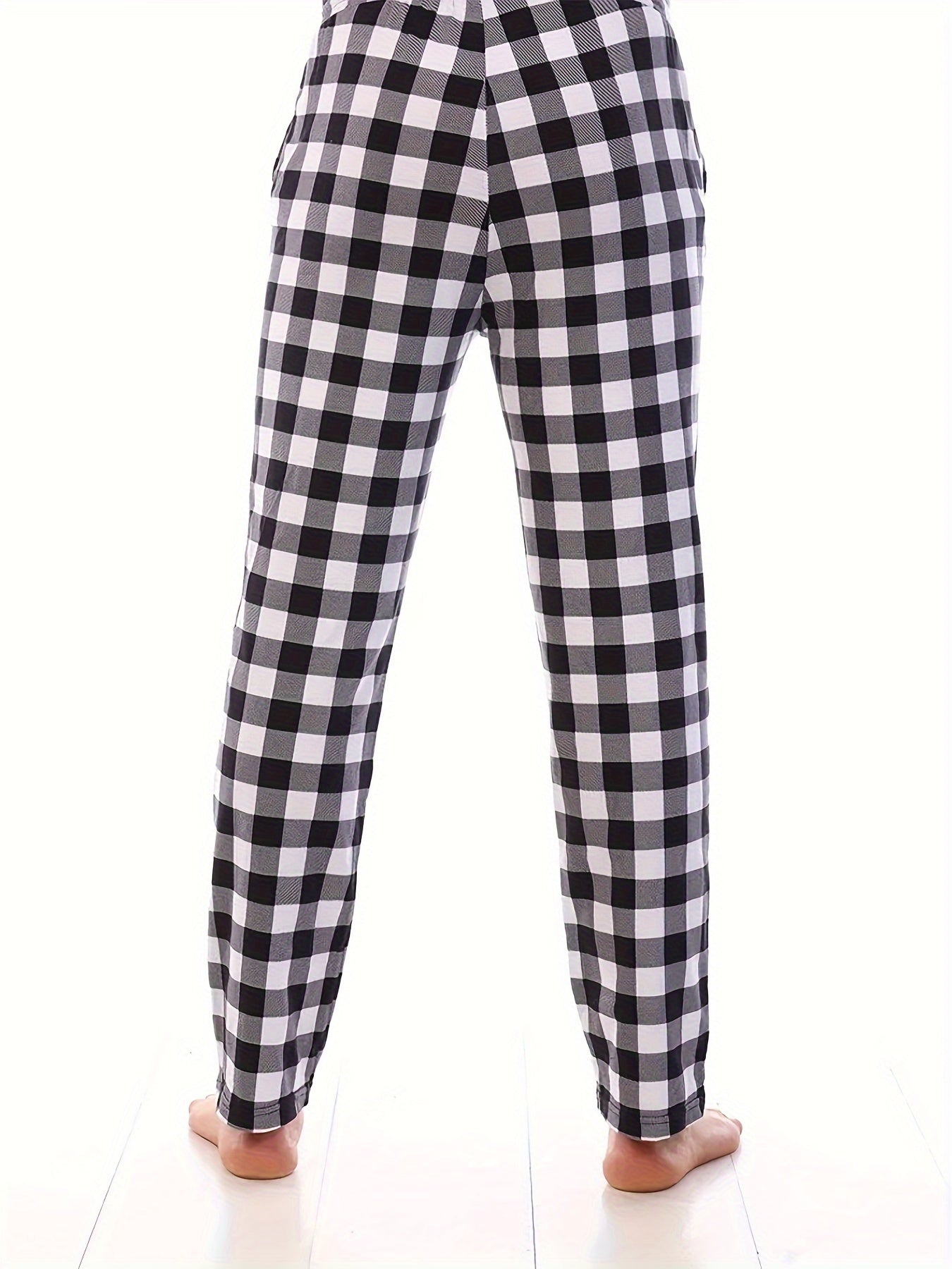 3-Pack Men's Plaid Pattern Pajama Pants with Pockets, Loose Fit Lounge Trousers