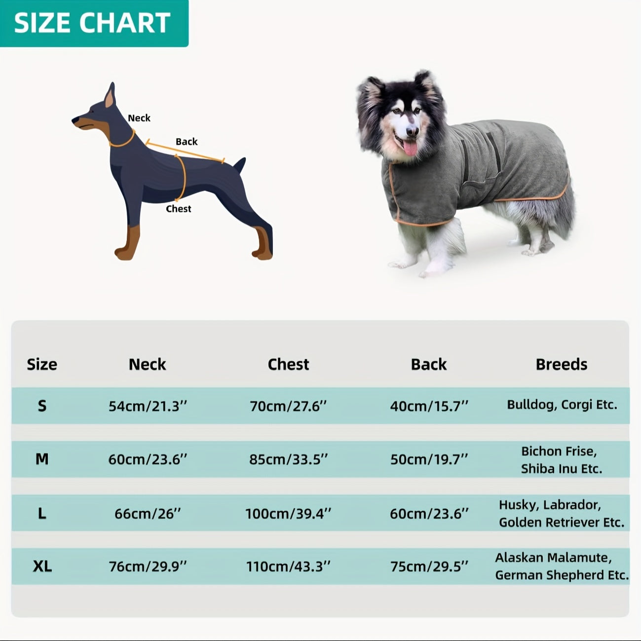 Highly absorbent pet bath towel for dogs, plush microfiber grooming robe, soft cleaning cloth.