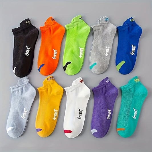 10 pairs of men's liner anklet socks for outdoor wear, breathable and absorbent.