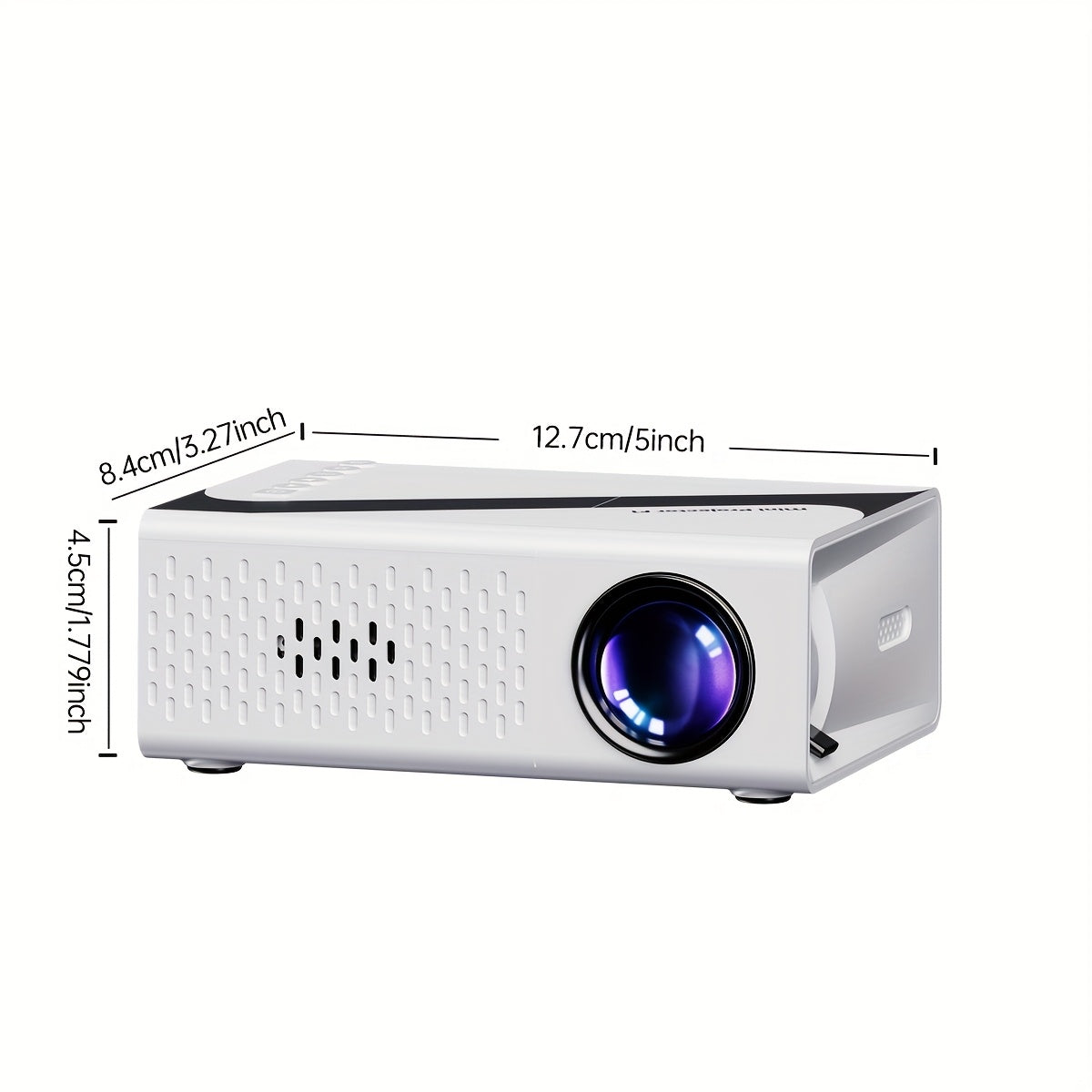 Compact mini HD projector for home theater, office, and meetings. Supports 1080P, compatible with USB, smartphone, AV, and SD card.