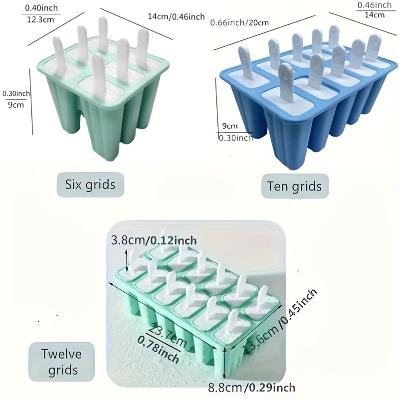 Silicone Popsicle Maker Set with 6/12 Cavities - Free of BPA, Comes with Easy Release Ice Pop Molds, Reusable Sticks, and Cleaning Brush