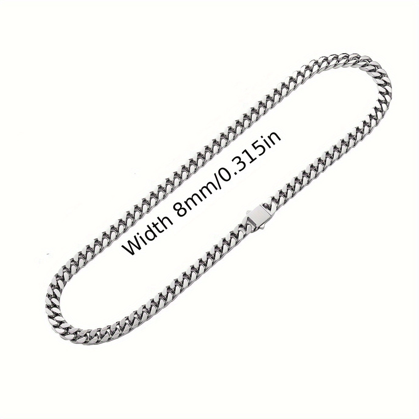 1 piece of Hip Hop Titanium Steel Necklace with Non-fading Glossy Finish, featuring an 8.10.12mm Cuban Chain - A Stylish Accessory for Men