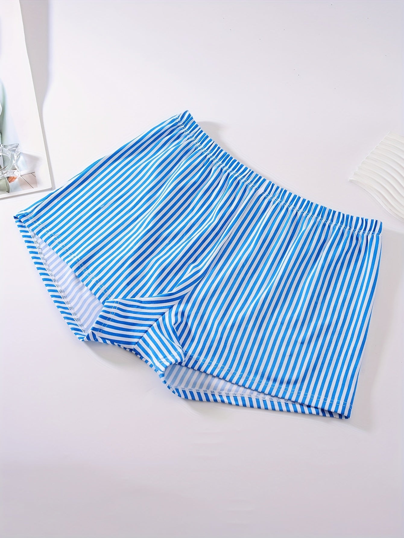 Men's Boxer Briefs 4-Pack: Striped, Comfortable, Breathable, Polyester/Spandex Blend, Elastic Waistband, Casual Style, Long and Wide Legs, Ideal for Home and Travel.