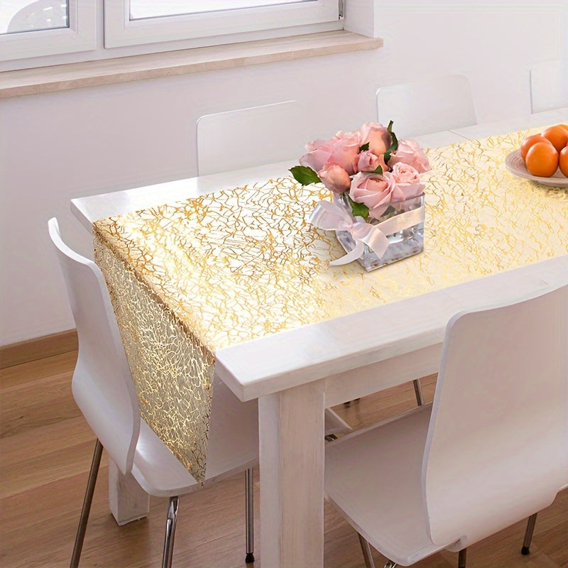 1pc Gold Sequin Flashing Aluminum Foil Mesh Table Flag, perfect for events, parties, birthdays, weddings, Christmas, and New Year celebrations.