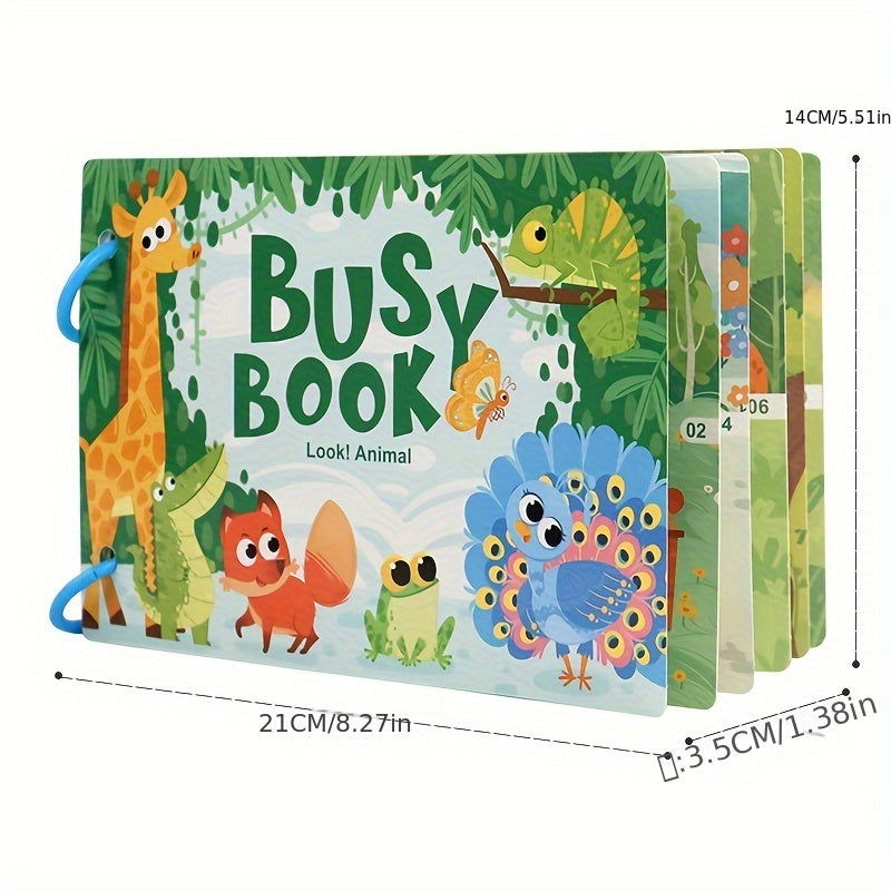 Children's early education busy book with animal traffic theme for quiet and beneficial intelligence development.