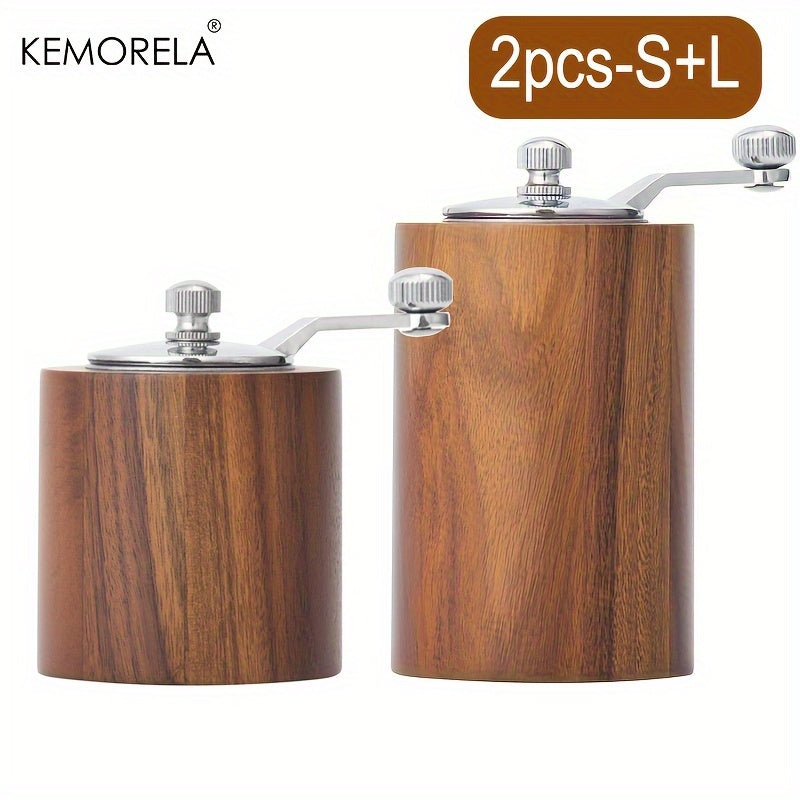 Get your hands on the 2-piece KEMORELA European Solid Wood Pepper Grinder. This manual salt and pepper mill will freshly grind your spices, perfect for seasoning steak and pasta in your home kitchen. No power is required for this wooden kitchen gadget