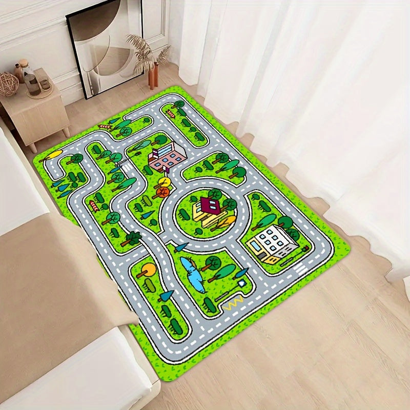 Play in style with this adorable Cute Cartoon Pattern Play Area Sponge Rug! Available in multiple sizes, this washable rug is perfect for your living room, bedroom, playroom, or anywhere in your home. Keep your floors clean and safe with this non-slip