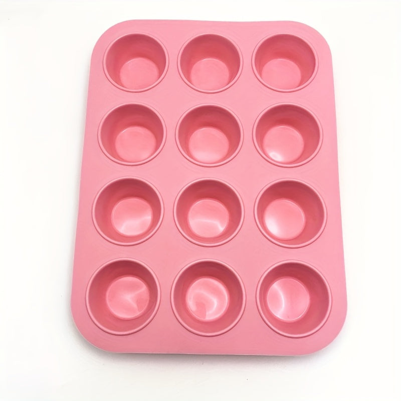 Non-stick Silicone Muffin Pan with 6/12 Cavities, Food Grade Paper Cupcake Mold, Brownie Cake Tart Bread Baking Pan. Safe for Dishwasher, BPA Free.