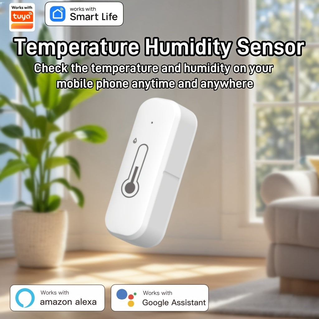 Ambient Tracker: Smart sensor for temperature & humidity, with easy installation, Wi-Fi connectivity, voice control, and high precision for home comfort.