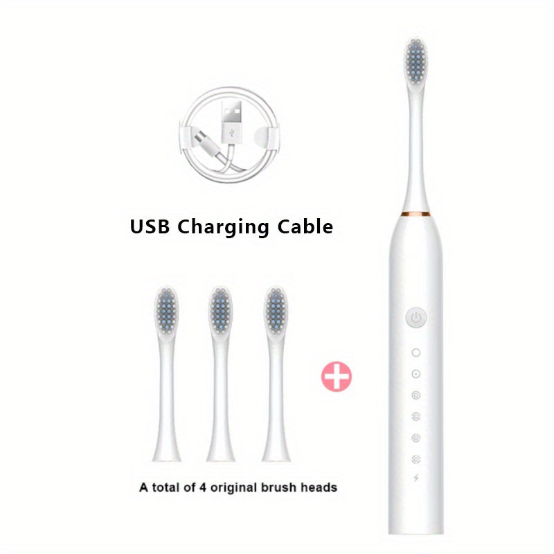 USB Rechargeable Sonic Electric Toothbrush with Replaceable Brush.