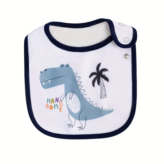 Set of 6 Cartoon Print Waterproof Bibs for Kids, with Adjustable Snap Closure - Ideal for Boys & Girls, Suitable for Every Season