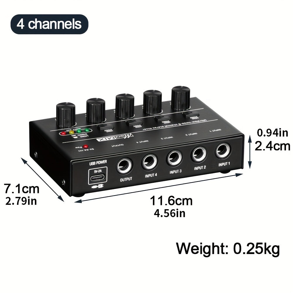 4-8 Channel Line Mixer with Ultra Low Noise, Easy Operation, DC5V Power Supply