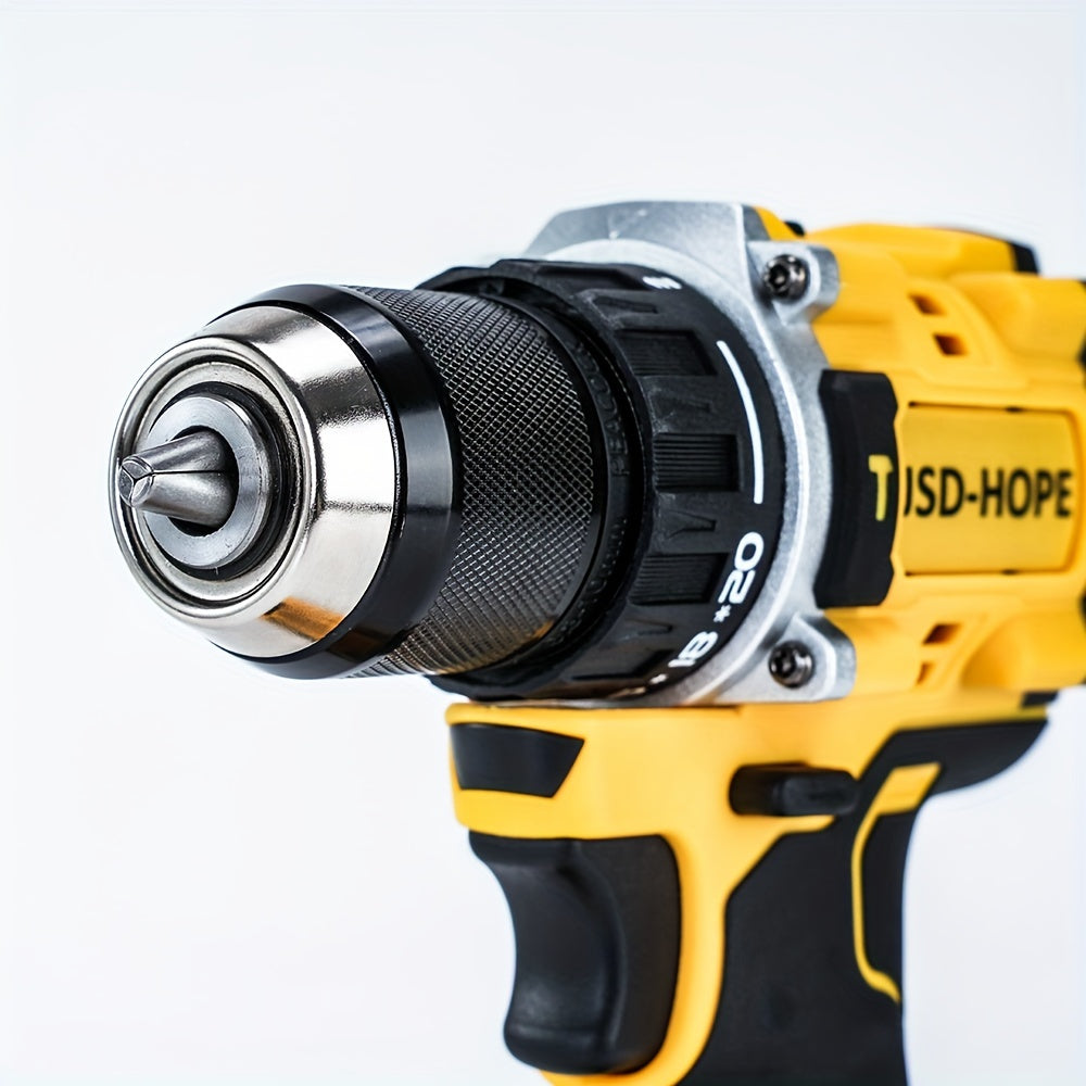 JSD-HOPE 21V-240V Cordless Impact Drill & Driver Kit for home DIY projects, with T-Wrench and Hex Shaft. Rechargeable lithium electric screwdriver made of PE material.