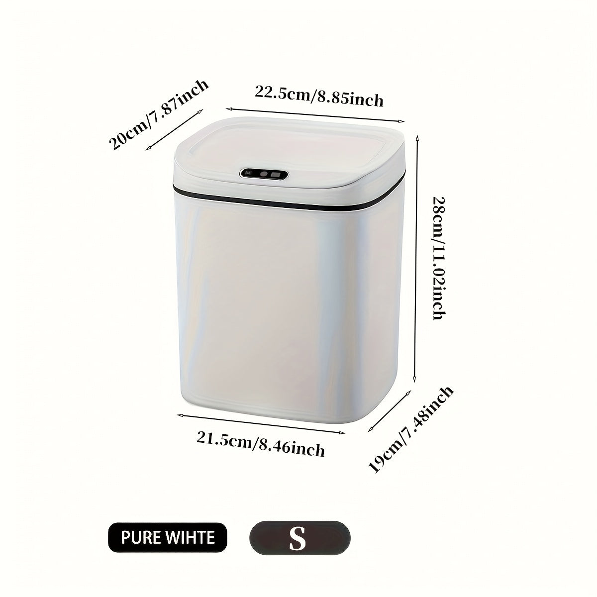 Smart detector trash can with quiet close and odor-proof; multiple capacity options for various rooms; battery operated (AA), batteries not included.