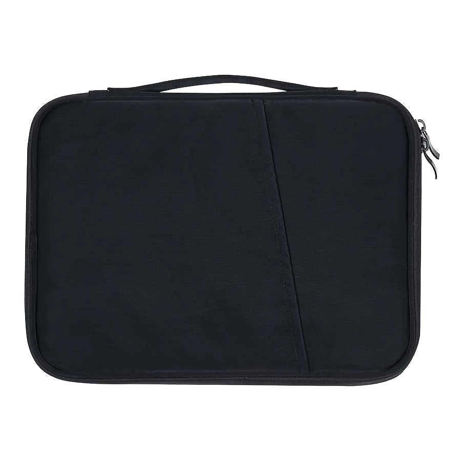 Waterproof tablet sleeve case with handle and front pocket made of durable polyester. Compatible with various tablets such as iPad, Kindle, Samsung Galaxy, and Android tablets. Available in