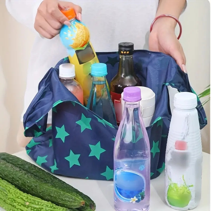 Foldable Shopping Bag, Durable Oxford Cloth Tote, Lightweight Handbag for Non-Food Items, Rectangular Kitchen Storage Bag - 1pc