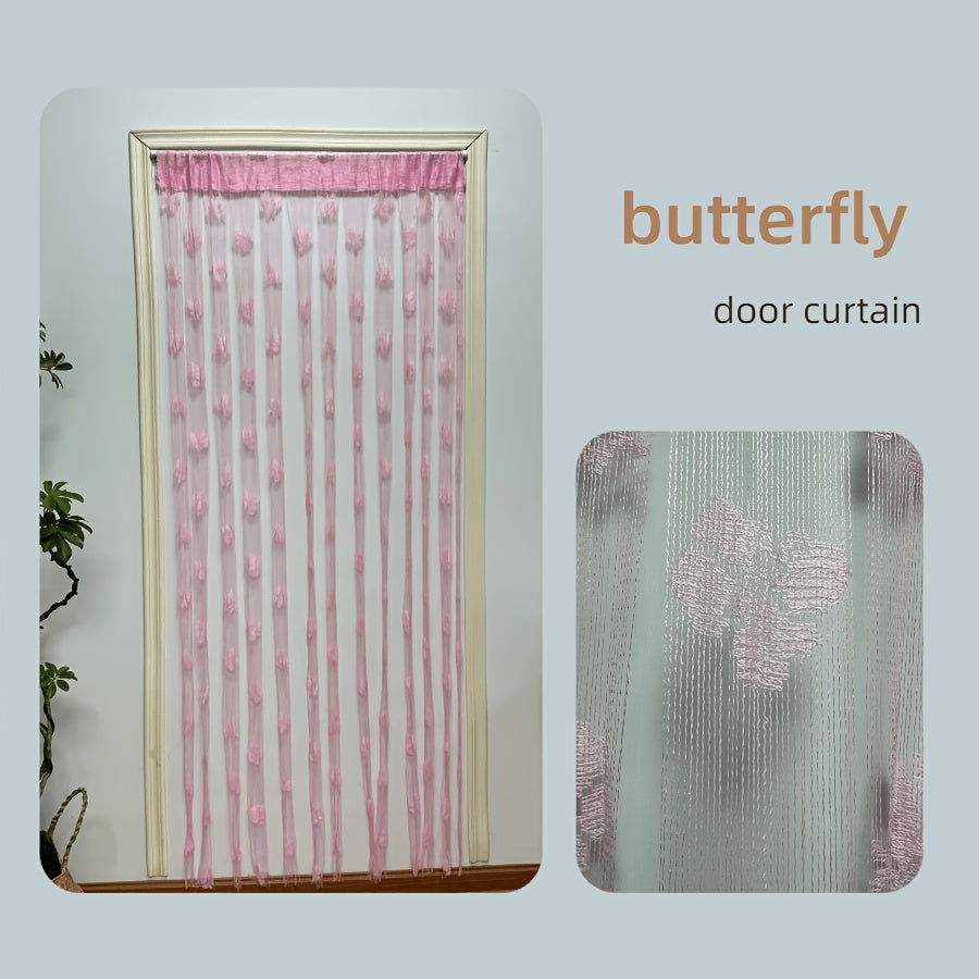 Stunning Sheer Curtain featuring a Vibrant Orange-Yellow Butterfly & Floral Pattern - Made from Durable Lightweight Polyester, with a Convenient Rod Pocket Design perfect for Living Rooms, Weddings, and Hotels - Simple to Clean, Ideal for All Seasons, a