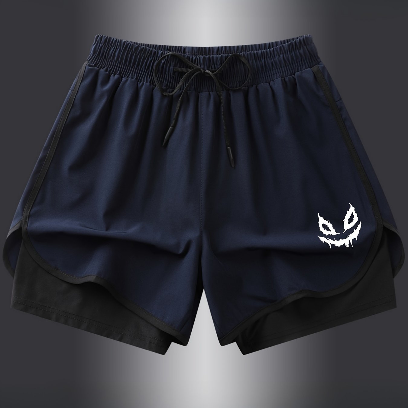 Men's sports shorts with fake two-piece design, perfect for training and running.