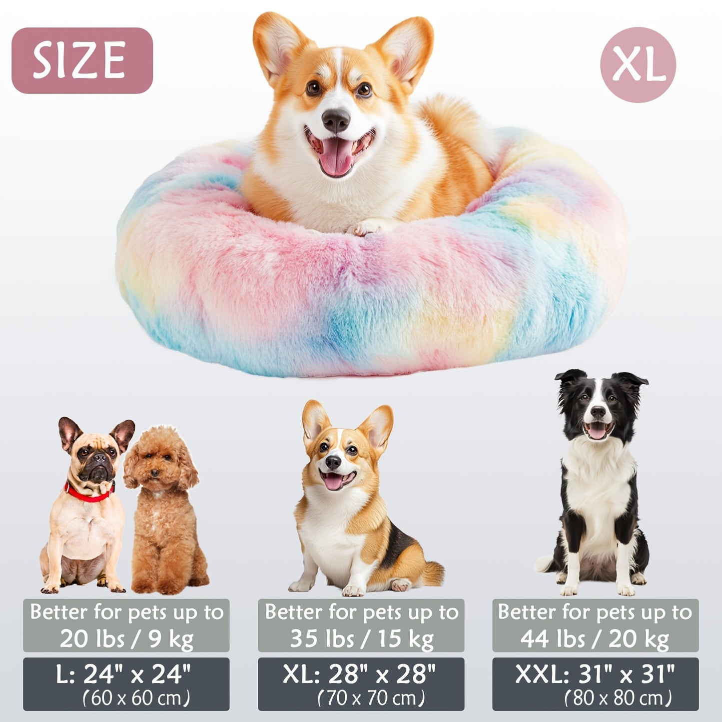 Cozy round pet bed for dogs, ideal for autumn and winter indoor sleeping.