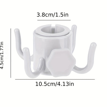 White 1pc plastic beach umbrella hanging hook with 4 prongs.