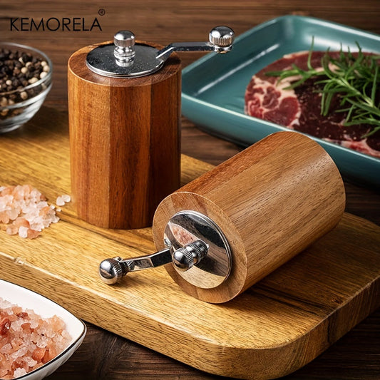 Get your hands on the 2-piece KEMORELA European Solid Wood Pepper Grinder. This manual salt and pepper mill will freshly grind your spices, perfect for seasoning steak and pasta in your home kitchen. No power is required for this wooden kitchen gadget